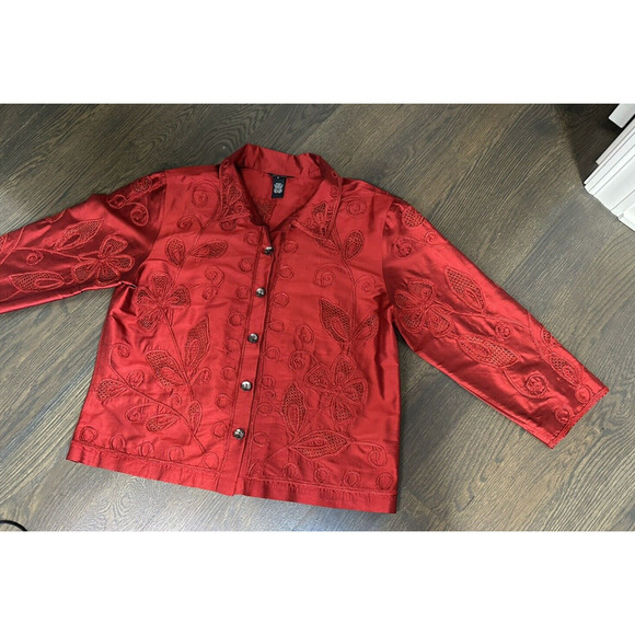 MULTIPLES Rare 100%Silk Embroidered Crochet‎ Jacket Lightweight ~ 3/ 2X - Picture 7 of 7